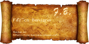 Föcs Benigna névjegykártya